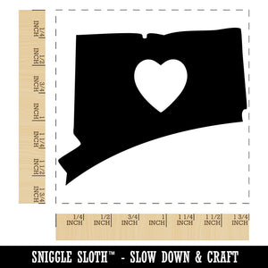 Connecticut State with Heart Square Rubber Stamp for Stamping Crafting