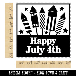 Happy July 4th Independence Day With Fireworks Square Rubber Stamp for Stamping Crafting