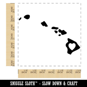 Hawaii State with Heart Square Rubber Stamp for Stamping Crafting