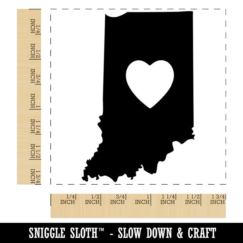 Indiana State with Heart Square Rubber Stamp for Stamping Crafting