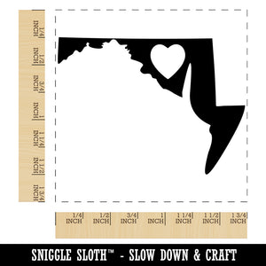 Maryland State with Heart Square Rubber Stamp for Stamping Crafting