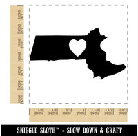 Massachusetts State with Heart Square Rubber Stamp for Stamping Crafting