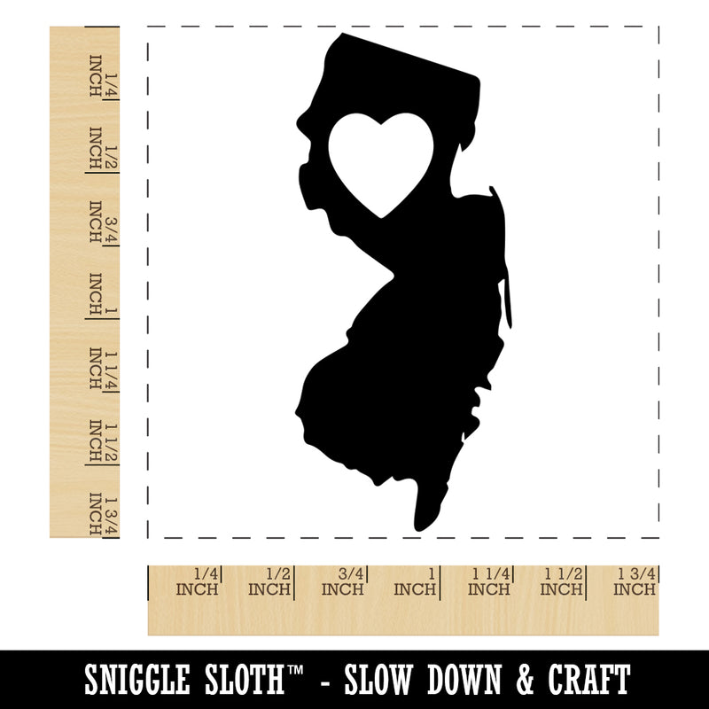 New Jersey State with Heart Square Rubber Stamp for Stamping Crafting
