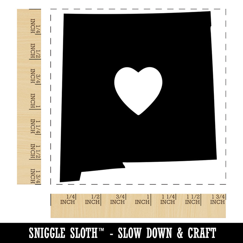 New Mexico State with Heart Square Rubber Stamp for Stamping Crafting