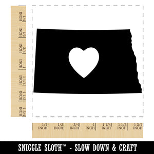 North Dakota State with Heart Square Rubber Stamp for Stamping Crafting