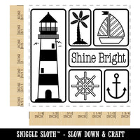 Shine Bright Lighthouse and Nautical Elements Square Rubber Stamp for Stamping Crafting