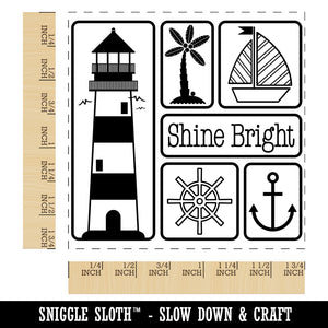 Shine Bright Lighthouse and Nautical Elements Square Rubber Stamp for Stamping Crafting