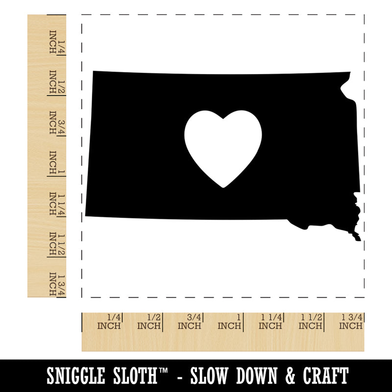 South Dakota State with Heart Square Rubber Stamp for Stamping Crafting