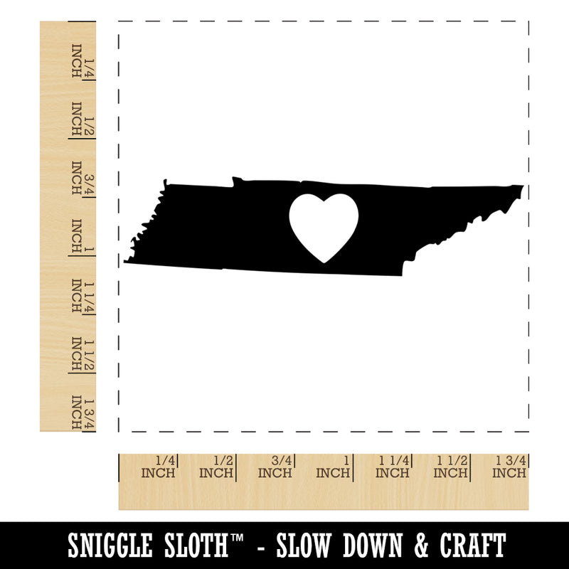 Tennessee State with Heart Square Rubber Stamp for Stamping Crafting