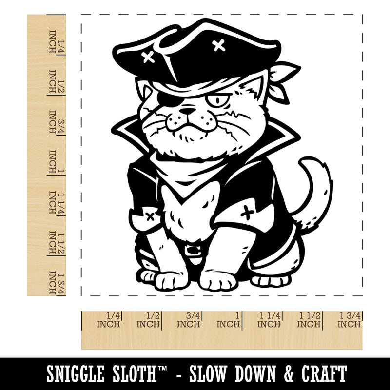Captain Pirate Cat Square Rubber Stamp for Stamping Crafting