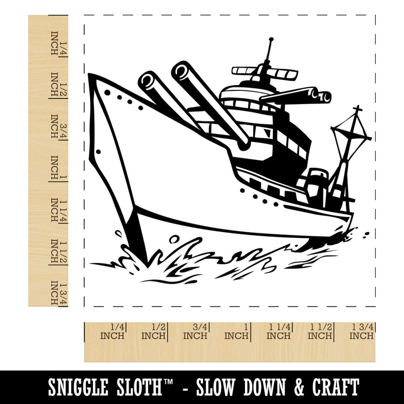 Cartoon Navy Battleship Square Rubber Stamp for Stamping Crafting