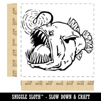 Creepy Scary Angler Fish Square Rubber Stamp for Stamping Crafting