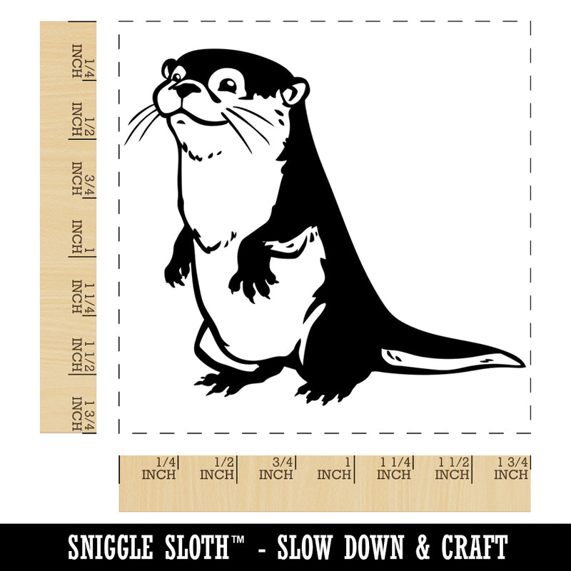 Curious and Cute River Otter Standing Square Rubber Stamp for Stamping Crafting