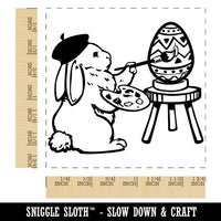 Easter Bunny Artist Painting Eggs Square Rubber Stamp for Stamping Crafting