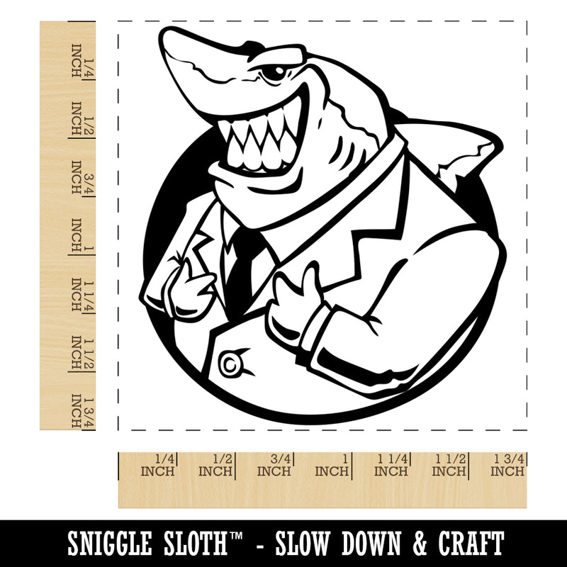 Lawyer Loan Shark in a Business Suit Square Rubber Stamp for Stamping Crafting