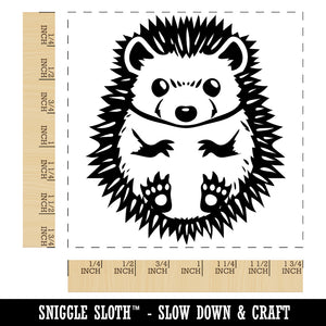 Lovable Hedgehog Curled in a Ball Square Rubber Stamp for Stamping Crafting