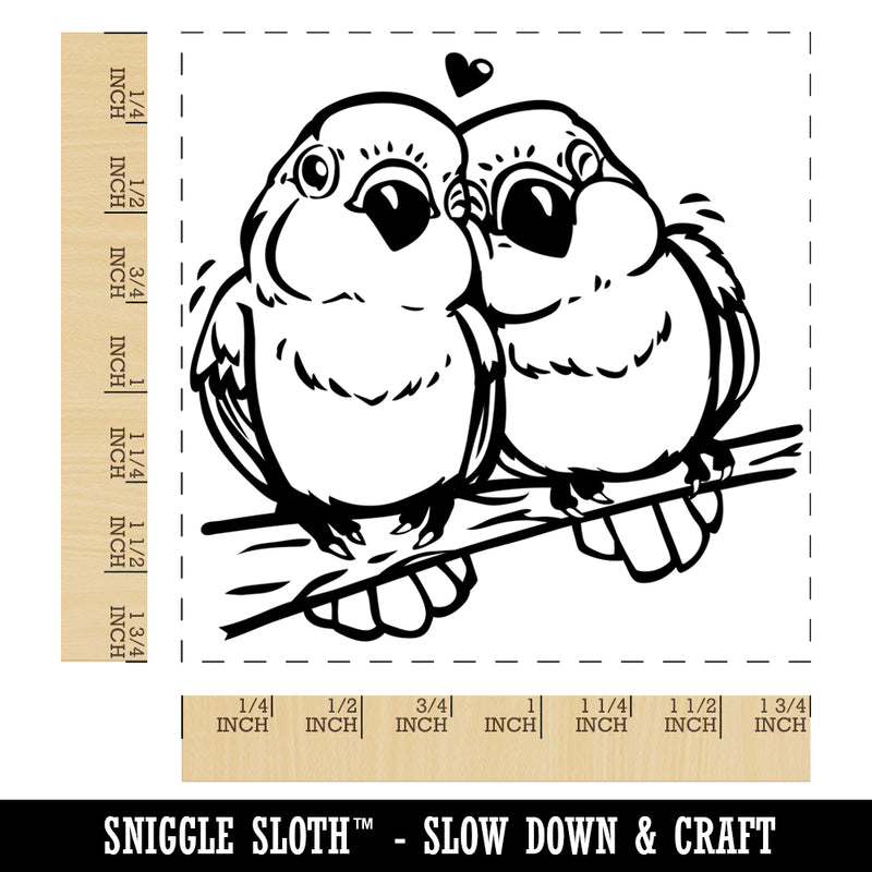 Pair of Lovebirds Parrots Anniversary Valentine's Day Square Rubber Stamp for Stamping Crafting