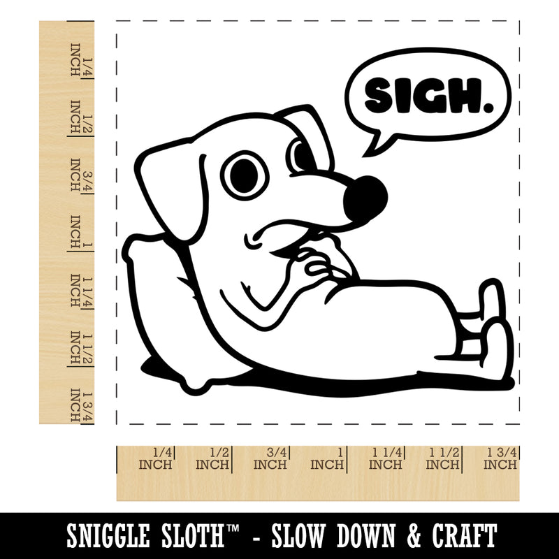 Sad Dachshund Weiner Dog Sigh Square Rubber Stamp for Stamping Crafting