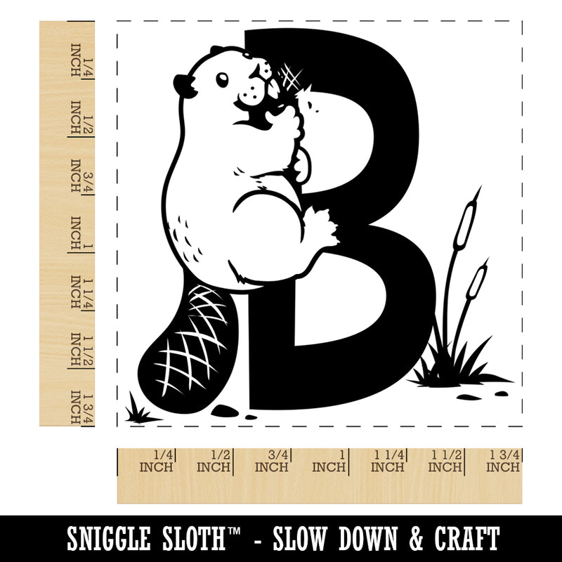 Animal Alphabet Letter B for Beaver Square Rubber Stamp for Stamping Crafting