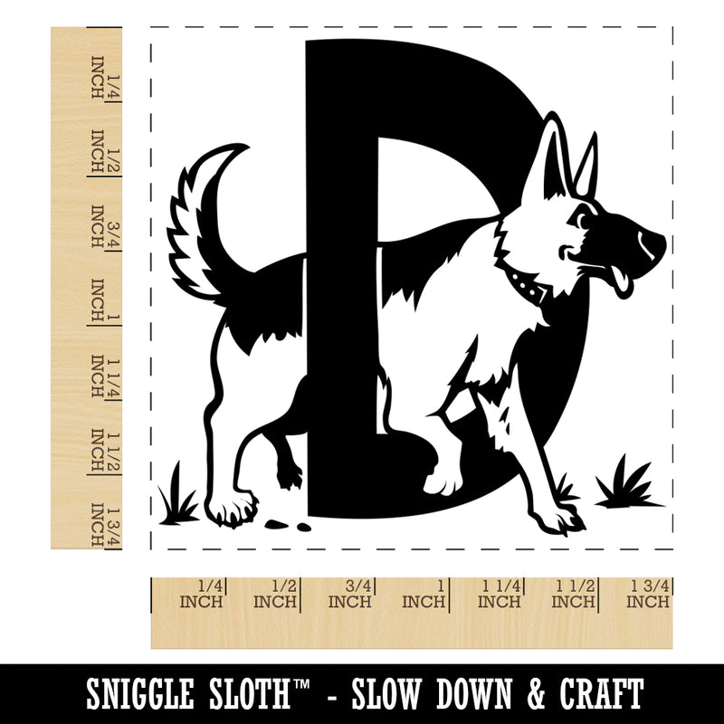 Animal Alphabet Letter D for Dog Square Rubber Stamp for Stamping Crafting