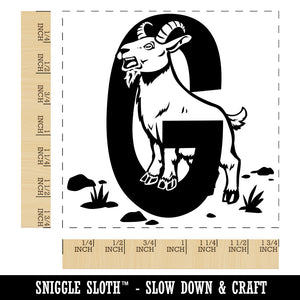Animal Alphabet Letter G for Goat Square Rubber Stamp for Stamping Crafting