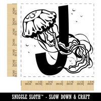 Animal Alphabet Letter J for Jellyfish Square Rubber Stamp for Stamping Crafting