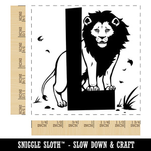 Animal Alphabet Letter L for Lion Square Rubber Stamp for Stamping Crafting