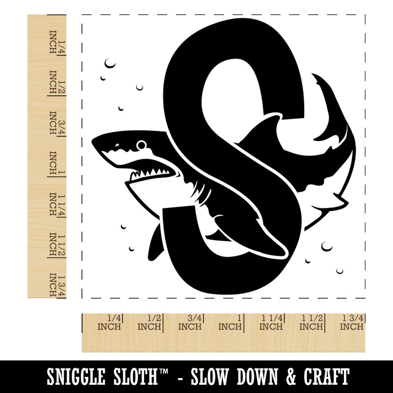 Animal Alphabet Letter S for Shark Square Rubber Stamp for Stamping Crafting