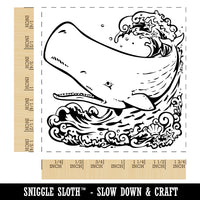 Sperm Whale on Ocean Waves Square Rubber Stamp for Stamping Crafting