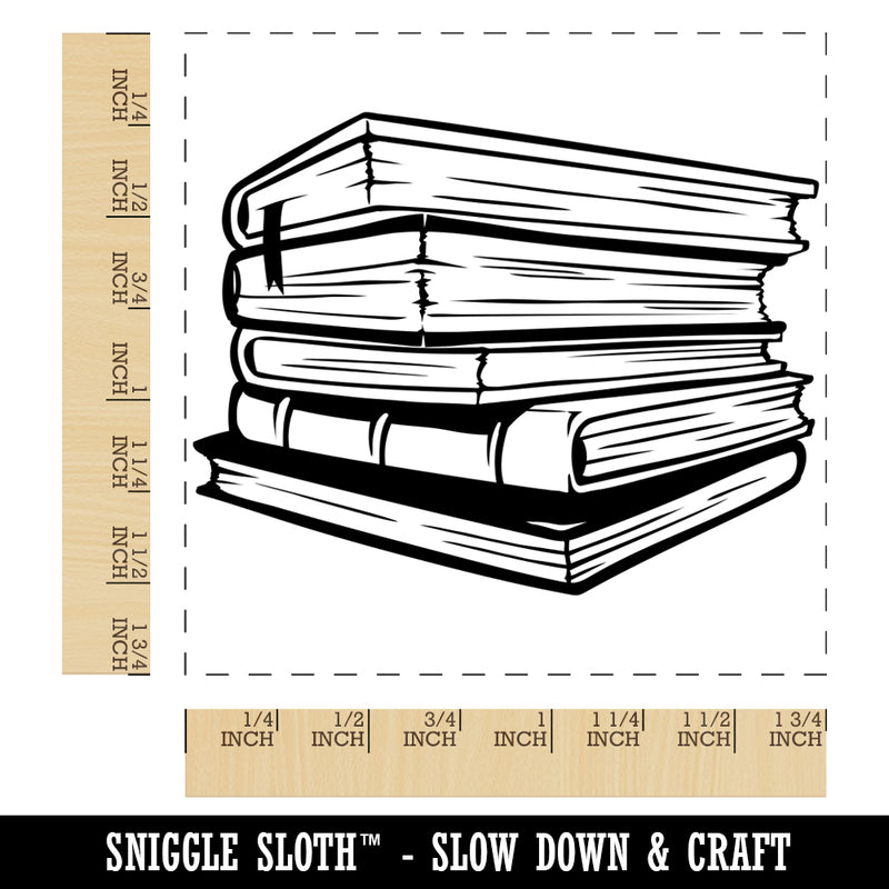 Stack Pile of Books Reading Square Rubber Stamp for Stamping Crafting