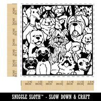 Too Many Dogs in a Box Square Rubber Stamp for Stamping Crafting