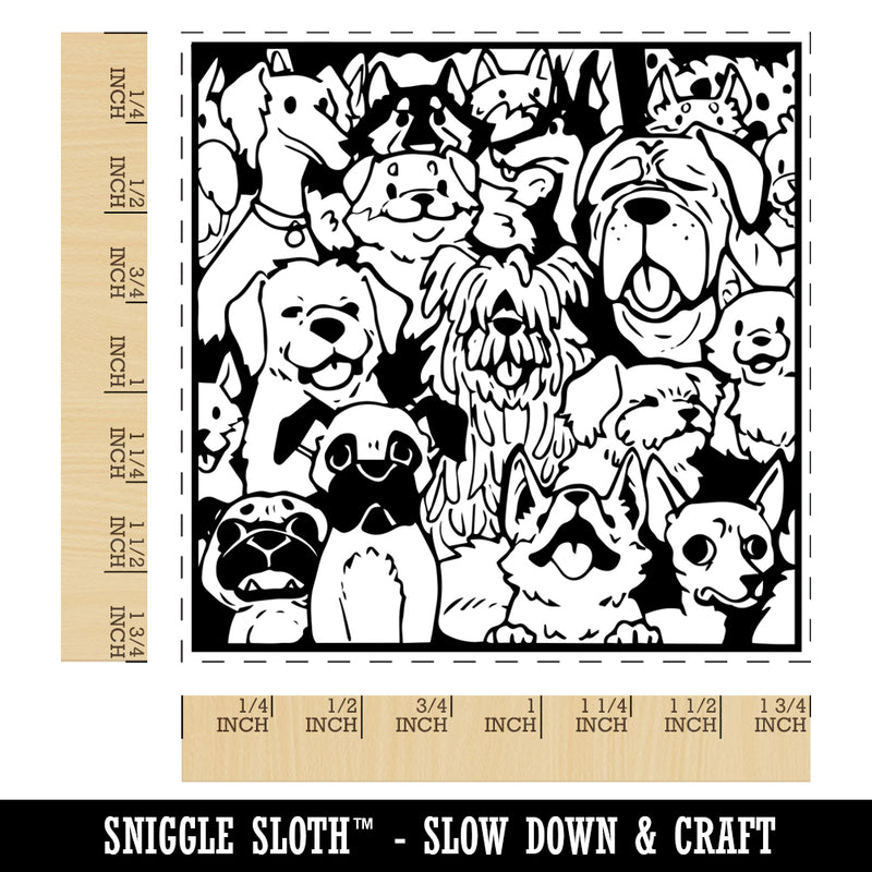 Too Many Dogs in a Box Square Rubber Stamp for Stamping Crafting