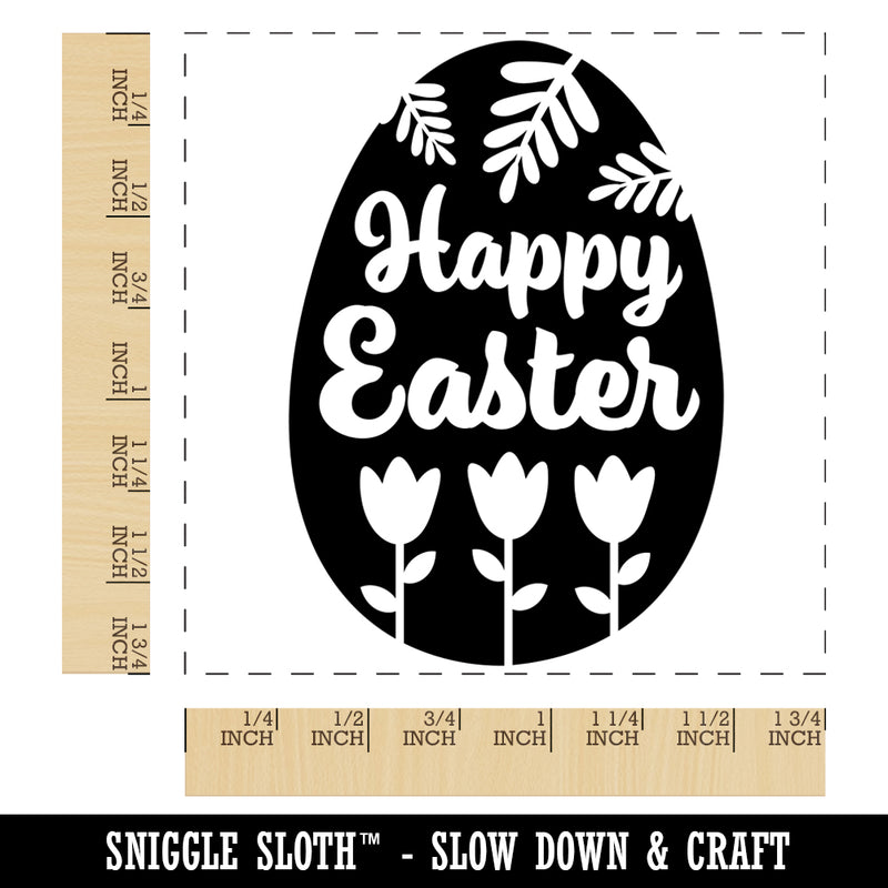Happy Easter Egg Flowers Square Rubber Stamp for Stamping Crafting