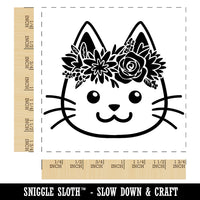 Cat Wearing a Flower Crown Square Rubber Stamp for Stamping Crafting