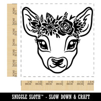 Deer Doe Wearing a Flower Crown Square Rubber Stamp for Stamping Crafting