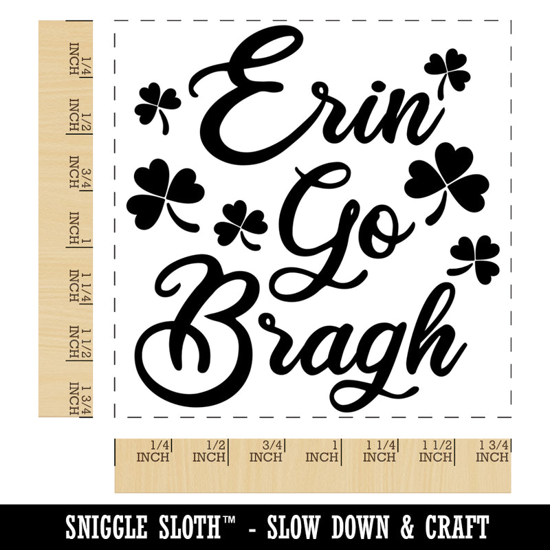 Erin Go Bragh Ireland Forever Shamrocks Square Rubber Stamp for Stamping Crafting