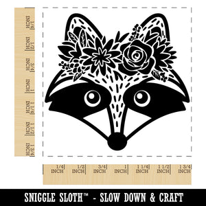 Raccoon Wearing a Flower Crown Square Rubber Stamp for Stamping Crafting