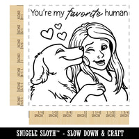 You're My Favorite Human Dog Licking Woman's Face Square Rubber Stamp for Stamping Crafting