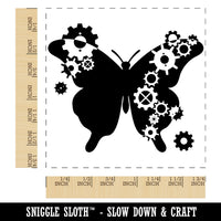 Butterfly Silhouette With Asymmetrical Steampunk Gears Square Rubber Stamp for Stamping Crafting
