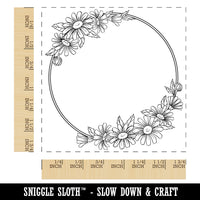 Decorative Summer Daisy Flowers Wreath Square Rubber Stamp for Stamping Crafting