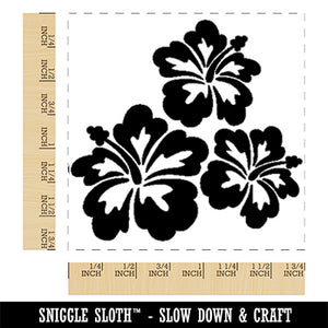 Hibiscus Flower Trio Square Rubber Stamp for Stamping Crafting