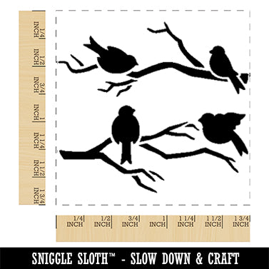 Birds Sitting on Tree Branches Square Rubber Stamp for Stamping Crafting