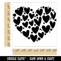 Adorable Heart Made of Hearts and Dots Square Rubber Stamp for Stamping Crafting