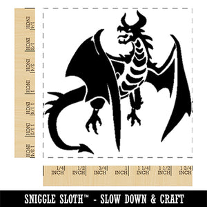 Fierce Horned Flying Dragon Wyvern Square Rubber Stamp for Stamping Crafting