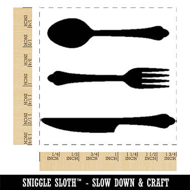 Knife Fork Spoon Kitchen Dining Set Square Rubber Stamp for Stamping Crafting