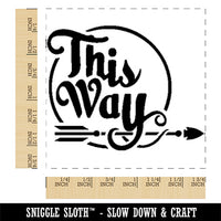 This Way Script Text Arrow Pointing Square Rubber Stamp for Stamping Crafting