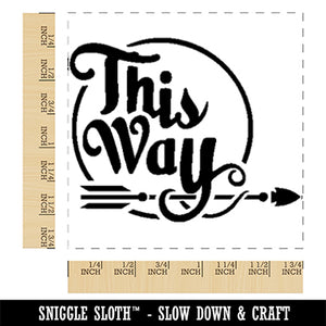 This Way Script Text Arrow Pointing Square Rubber Stamp for Stamping Crafting
