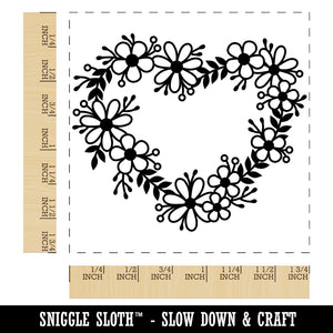 Flower Heart Wreath Square Rubber Stamp for Stamping Crafting
