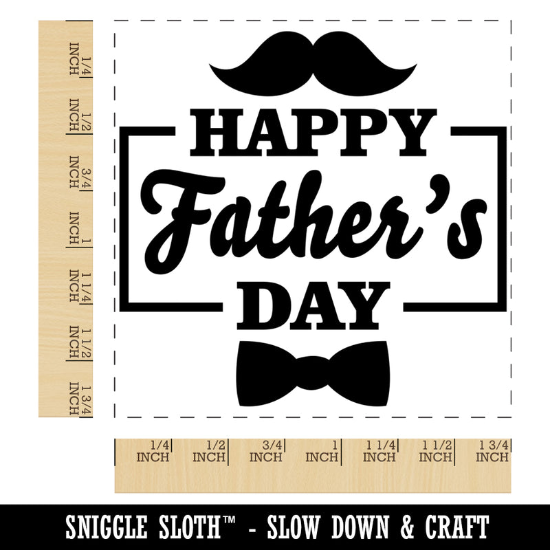 Happy Father's Day Mustache Bow Tie Square Rubber Stamp for Stamping Crafting