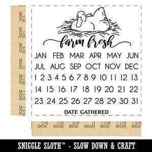 Farm Fresh Duck Egg Carton Perpetual Calendar Date Gathered Square Rubber Stamp for Stamping Crafting